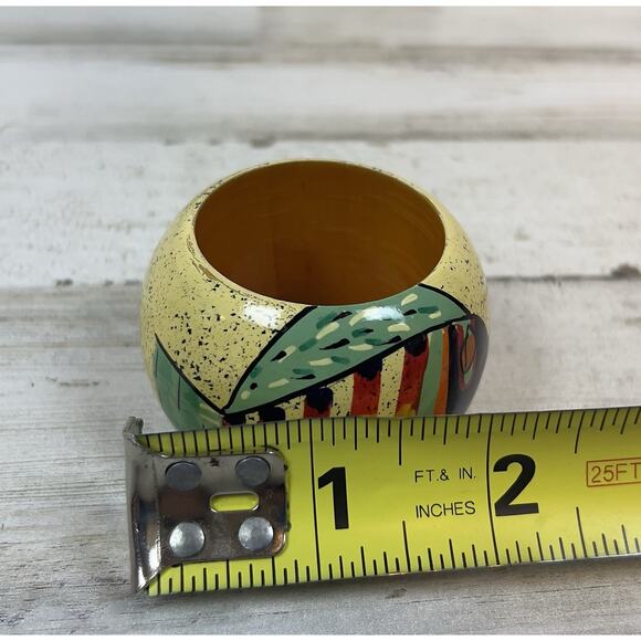 Painted Wooden Fish Set Of (5) Napkin Rings Holders Bright Colors - Picture 3 of 3